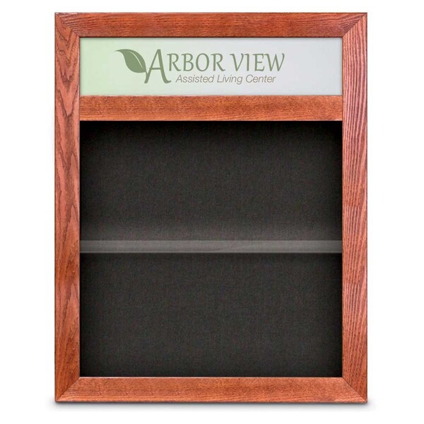 Outdoor Enclosed Combo Board, 42"x32", Satin Frame/Burg & Medium Grey